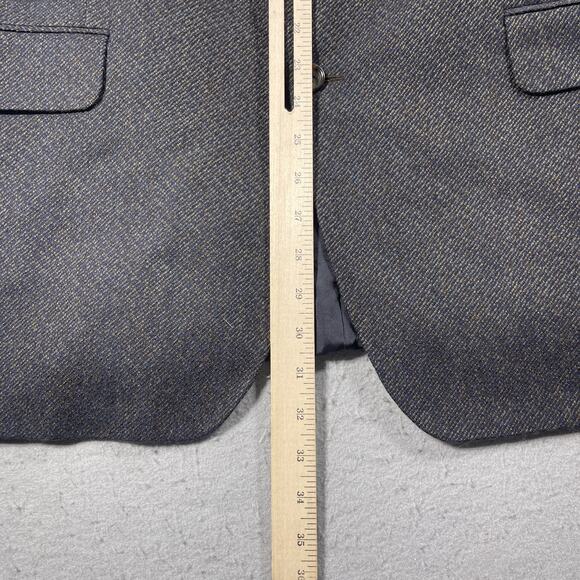 Jack Victor Blazer Mens 42‎ Blue Wool Elbow Patch Sport Coat Herringbone Jacket - Picture 5 of 10